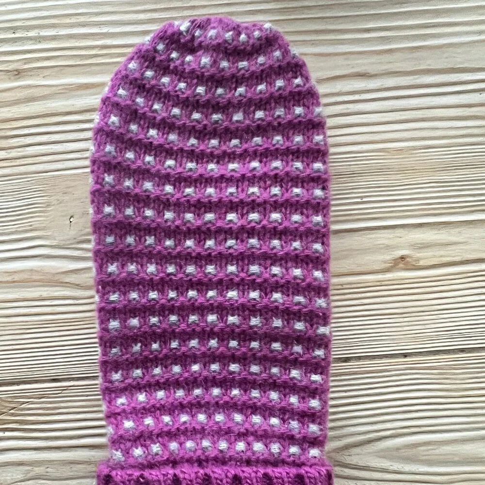 Portolano 100% Cashmere Knit Mittens |Pink Purple Cream | Made in Italy | NWT